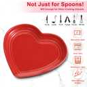 3 Pcs Red Heart Shaped Spoon Rest Mother's Day 5 Inch Heart Ceramic Spoon Holder Cooking Utensil Rest for Stove Top Spatula Kitchen Counter Dining Cute Birthday Mother's Day