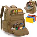 Tool Bag Backpack for Men with 3 Tool Pouches, Heavy-Duty Tool Storage Organizer Bag with Padded Shoulder & Waist Support, Tactical Work Tool Bag for Electrician, Repairman, HVAC Techs, Khaki