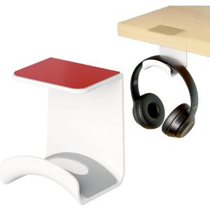 Gmae Headphone Stand for Desk Mini Headphone Hanger Holder with Strong Adhesive Headset Stand Headphone Holder (Under Desk White)