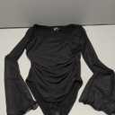 Avidlove Bodysuits for Women Long Bell Sleeve Mesh Square Neck Body Suits Going Out Tops Country Concert Outfits (Small, Black)