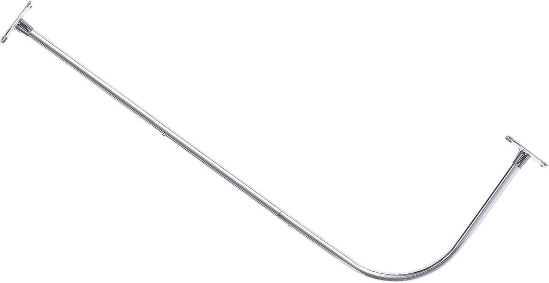 PrettyHome L Shapaed Bathroom Bathtub Corner Shower Curtain Rod Large Space 28"x68",Chrome Finished