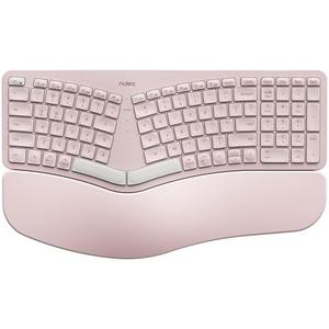 Nulea RT05B Bluetooth Ergonomic Split Keyboard, Wireless USB-C Rechargeable with Cushion Wrist Rest, Compatible Windows Mac (C-Pink)