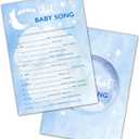 6 x Baby Shower Games, Over The Moon Baby Shower Decorations, Name That Baby Song Gender Reveal Games Cards For Baby Shower party, Gender Reveal Party, Set Of 25 Game Cards (C03)