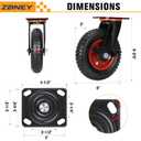 8"x2" Heavy Duty Casters Set of 4, 3600LBS Capacity Solid Rubber Wheels(Knobby Tread), Workbench, Dolly, Cart, Trolley, Wagon, Toolbox & Chicken Coop (2 Brake &2 Swivel)
