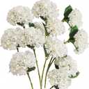 PARTY JOY 12PCS 15.4In Artificial Hydrangea Silk Flowers Bouquet Faux Hydrangea Stems for Wedding Centerpieces Home Decor (White,12pcs)