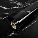 Glossy Black Marble Peel and Stick Wallpaper,Waterproof Black Marble Contact Paper for Countertops Cabinets,Removable Self-Adhesive Vinyl Wrap for Kitchen DIY Renovation,23.6"x472"
