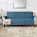 Great Bay Home Reversible Sofa Cover - Washable Slipcover Furniture Protector with Elastic Straps - Perfect for Kids & Pets - Quilted & Stitched Detail (Smoke Blue/Ivory)
