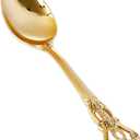 30PCS Gold Plastic Spoons - Gold Soup Spoons Disposable - 8.1 Inch Heavy Duty Plastic Silverware - Heavyweight Elegant Disposable Utensils for Catering, Parties, Dinners, Weddings