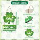 St. Patrick's Day Wreath St. Patrick's Day Door Decorations, Shamrock Wreath, Wooden Shamrock Front Door Hanger, Lucky Welcome Sign for Porch Wall, Indoor Home Decor