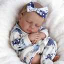 DAYOFFKIDS18Inch Sleeping Reborn Baby Doll, Realistic Newborn Baby Doll with Vinyl Body, Handmade Lifelike Washable Body Features, for Kids Ages 3+ (LouLouWhite)
