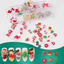 SILPECWEE 3 Boxes 36 Grids 3D Christmas Resin Nail Charms Nail Glitter Sequins Nail Pearls Studs Flat-back Nail Rhinestones Mermaid Beads Nail Jewelry for Acrylic Nails Nail Art Decoration