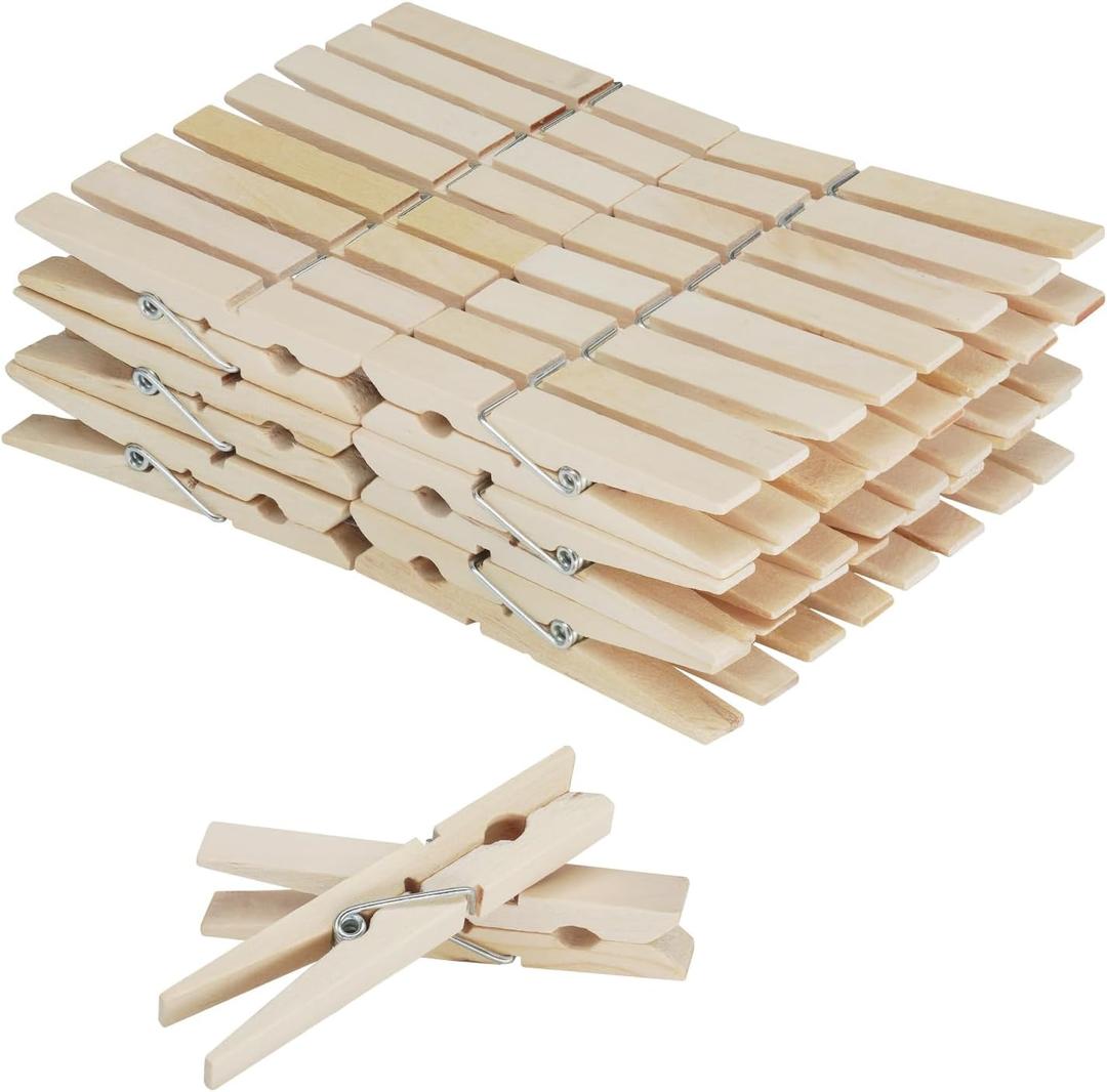 Wooden Clothes Pins,50 Pack, 2.9 Inch, Large Natural Birchwood Rust, Moisture Resistant Clothes Pegs, Heavy Duty Clothespins,Clothes Pins for Craft, Clips for Pictures