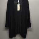 Dokotoo Summer Lightweight Cardigan 2024 Spring Fashion 3/4 Length Sleeve Hollow-Out Knit Beach Cover Ups Cardigans (Small, Black)