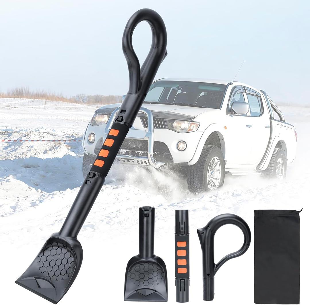 25.8'' Larger Ice Scrapers for Car Windshield | Dang Near Indestructible Ice from Scrape Frost and Ice |3-in-1 Emergency Snow Shovel | Detachable Remover with Foam Grip for Small Cars, Trucks, SUVs (Orange)