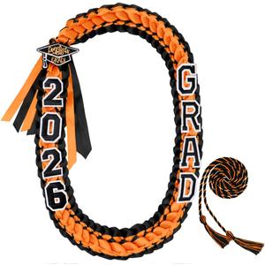 ALKB 2026 Graduation Lei Set - Two-Tone Braided Ribbon with Honor Cord, Unisex Graduation Gift for Graduates, Polyester