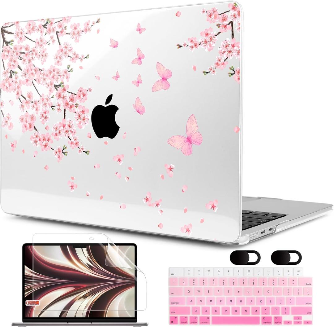 MEEgoodo Case for M5/M4/M3/M2 MacBook Air 13.6 inch Case 2026 2025 2024 2022, Fit Model A3449/A3240/A3113/A2681, Laptop Hard Shell Compatible with MacBook Air 13 inch, Cherry Blossoms