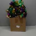 6 ft Artificial Mardi Gras Garland with Lights Mardi Gras Hanging Garland with LED Mixed Ball Carnival Pre Lit Outdoor Decorations for Door Mantle Tree Window Fireplace Kitchen Wall