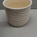 8 Inch Plant Pot: Ceramic Planter with Drainage Hole & Saucer - Cream White Flowerpot for Indoor & Outdoor Plants - with Separate Tray for Home & Office - Wave Embossed Design