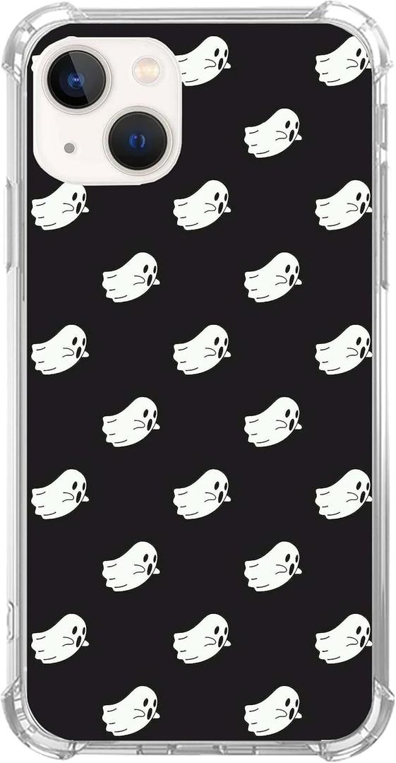 Cute Halloween Ghost Phone Case Compatible with iPhone 15, Spooky Funny Ghost Pattern Cover for iPhone 15, Cool Cute TPU Bumper Phone Case Cover for iPhone 15