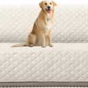 H.VERSAILTEX Reversible Sofa Cover Couch Cover for 3 Cushion Couch Water Resistant Sofa Cover for Living Room Quilted Furniture Couch Cover Washable Couch Protector (Oversized Sofa, Ivory/Beige)
