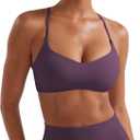 YEOREO Y Back Sports Bras for Women Padded Racerback Bra Paisely Light Impact Adjustable Straps Gym Workout Tops (Small, Black Berry Purple)