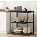 Kitchen Island with 3 Shelves, Kitchen Shelf with Large Workstation, Bakers Rack, Workbench, Metal Frame, Black
