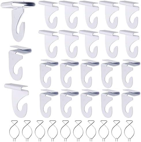 OALEN 20 Drop Ceiling Hooks for Classrooms & Offices, White Heavy Duty Ceiling Hooks for Hanging Plants & Decorations, Metal T-Bar Hooks for Suspended Drop Ceiling Tiles