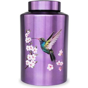 Large Funeral Cremation Urns for Adult Male Female Ashes, Up to 220 lbs Decorative Memorial Keepsake Urn for Human Women Man Dad Mom Remains with Velvet Bag(Hummingbird)