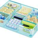 Marbrasse Desk Drawer Organizer, Metal Mesh Drawer Organizer Tray with 5 Adjustable Compartments, Desk Organizers and Accessories for Home, Office, Kitchen, Makeup, Vanity (Blue)