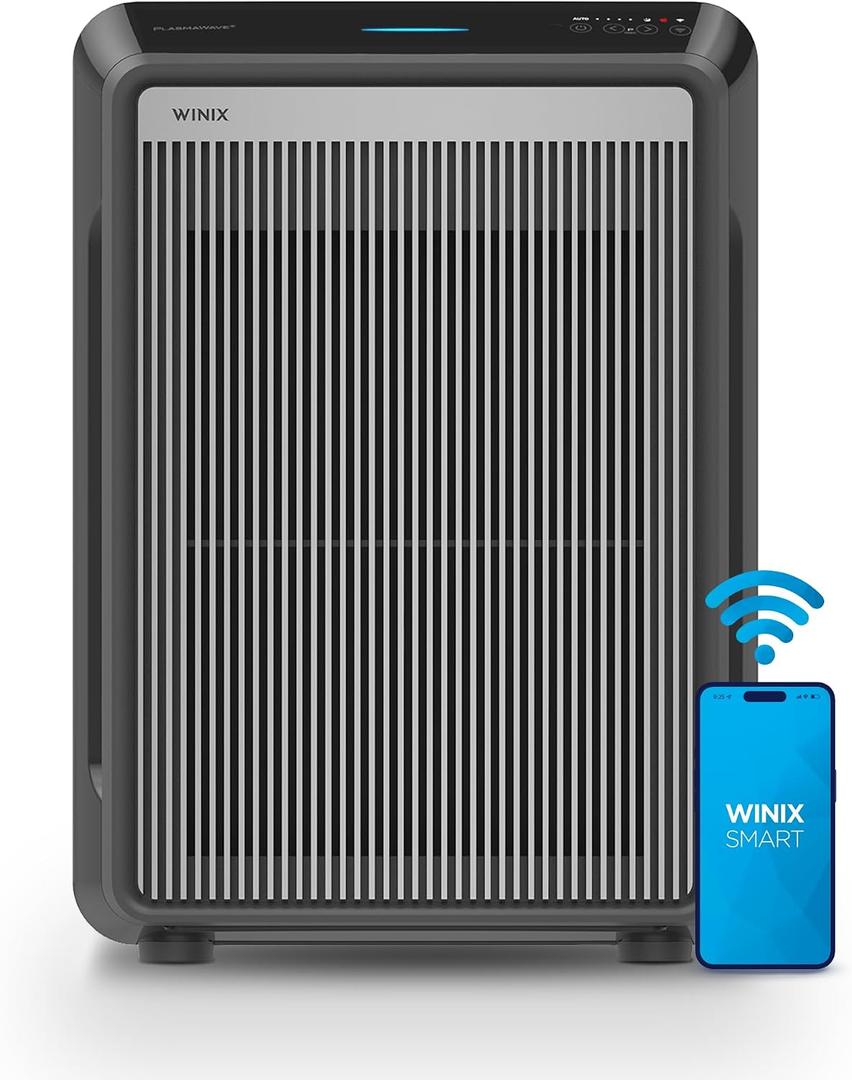 Winix 9800 4-Stage True Hepa Air Purifier with WiFi and PlasmaWave, 500 Sq Ft,Black,Large, 11.8"D x 16.5"W x 23.2"H