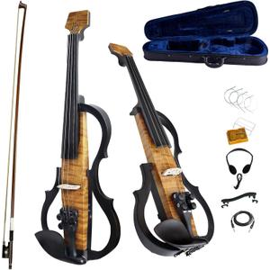 Premium Carbon Fiber Electric Violin Full Size 4/4,Professional Silent Electric Violins for Adults,Teens,Electric Fiddle with Pro Pick Up-ZNDS-2311