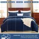 CozyLux King Comforter Set - Navy Blue Comforter King Size, 3 Pieces Box Stitched Bed Set for All Seasons, Soft Lightweight Bedding Sets with 1 Down Alternative Comforter and 2 Pillow Shams