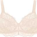 HSIA Minimizer Bra for Women - Plus Size Full Coverage Lace Bra with Underwire, Non Padded (Beige, 36DD)