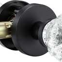 Glass Crystal Door knobs, Passage Door Lever, Keyless Function for Hallway and Closet, Zinc Alloy Base (Black, Passage)
