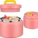 JXXM 8 Oz Thermo Food Jar for Hot & Cold Food for Kids, Insulated Lunch Containers Hot Food Jar,Leak-Proof Vacuum Stainless Steel Wide Mouth Lunch Soup Thermo for School (PINK-Pure)