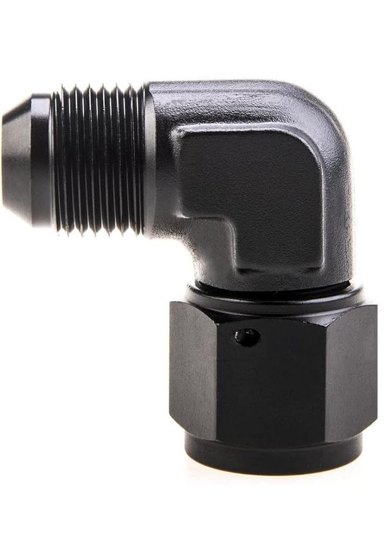 8AN Female to 8AN Male Flare 90 Degree Swivel Hose Fitting Adapter Aluminium Anodized Black