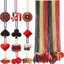 72 Pcs Casino Night Beaded Necklaces Bulk 12 Styles Casino Dice Dollar Sign Necklaces Gold Red Black Beaded Necklace for Birthday Party Favors Supplies (Dice)