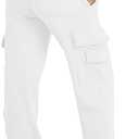 Waitfairy Cargo Sweatpants for Women Straight Leg Fleece Lined Joggers Women Barrel Baggy Sweat Pants for Girls Fall Outfits, M