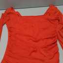 Chunpin Women's Bodysuits Square Neck Long Sleeve Bodysuits Mesh Ruched Thong Body Suit Outfits Going Out Tops (Medium)