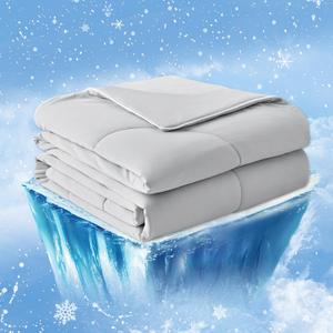 Cozy Bliss Cooling Comforter King XL Size, Cooling Blankets for Hot Sleepers and Night Sweats, Gray Summer Comforter for King XL Bed, Breathable Soft Lightweight Silk Smooth