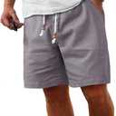 Comdecevis Men's Linen Shorts Casual Elastic Waist Drawstring Summer Beach Vacation Yoga Golf Shorts with Pockets XX-Large, Dark Gray