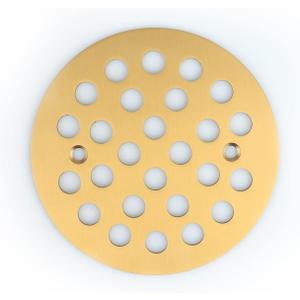 4-1/4 Inch Screw-in Round Floor Drain Cover Replacement Shower Drainer Grates (Brushed Golden)