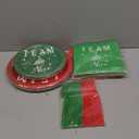 Patelai 120 Pcs Christmas Party Supplies Paper Plates and Napkins Disposable Dinnerware Set 48 Team Naughty and Team Nice Plates 48 Napkins 24 Plastic Forks for Christmas Xmas Birthday Party