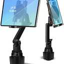 Cup Holder Car Tablet Mount for Truck, 360° Adjustable 15" Long 2-Arm Stand Holder for iPad Pro 12.9/11/10.5/9.7/Air/Mini 6/5/4, Samsung Galaxy Tab/Z Fold 6/5/4, iPhone 16/15/Pro, 4.7-12.9" Tab &Phone