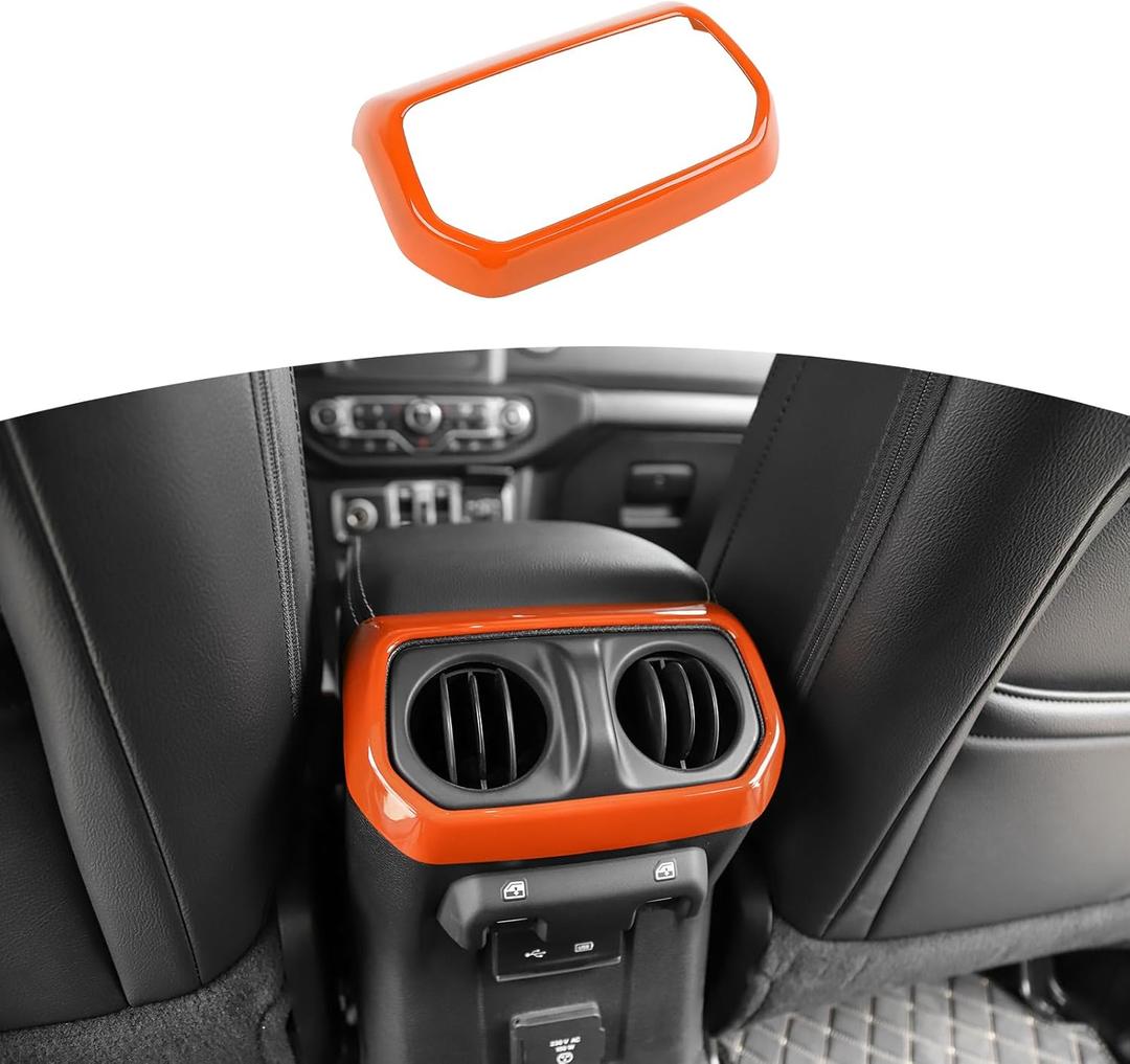 RT-TCZ for Jeep JLU Rear Air AC Vent Cover Trim Frame for Jeep Wrangler JLU 2018-Present for Gladiator JT 2020-Present Orange Interior Accessories 4 Doors