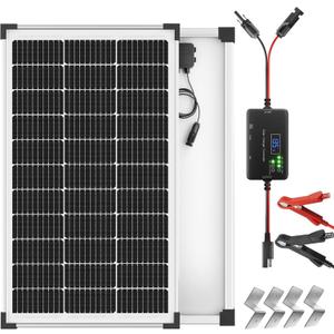 Voltset Solar Panel Charger Kit: 100W 12V Solar Panel with 20A Solar Charge Controller, Monocrystalline Solar Panel for RV Battery Car Trailer Marine Boat Caravan and Other Off Grid System