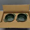 Vicrays Ceramic Soup Bowls with Handles, 24 Oz Porcelain Soup Crocks for French Onion Soup, Cereal, Beef Stew, Chill, Pasta, Pot Pies, Microwave and Oven Safe, Set of 4 (Green)