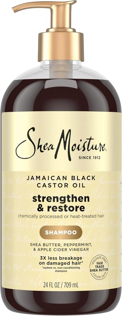 Shea Moisture Strengthen and Restore Shampoo Jamaican Black Castor Oil for Damaged Hair Sulfate-Free 24 Fl oz
