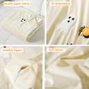 Halloween Ghost Throw Blanket 50x60, Ultra Soft Velvet All-Season Decorative Blankets with 3D Embroidered Ghost, Hidden Zipper for Duvet Insert, Cozy Bed or Sofa Blanket (White)