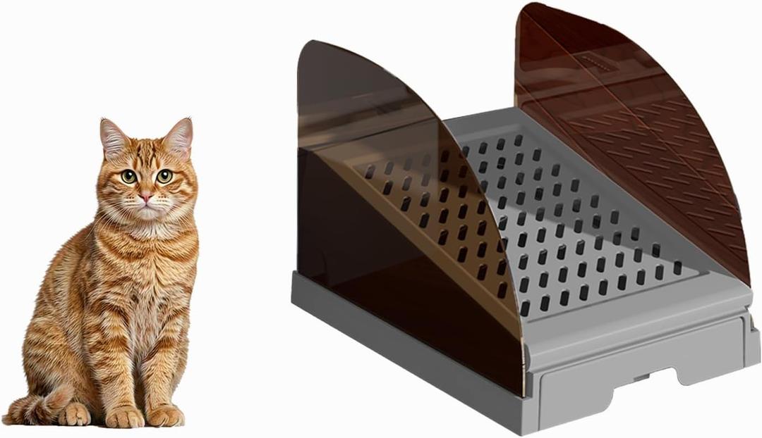Plastic Inclined Steps Assist in Using Various Sizes of cat Litter Boxes. Plastic Large cat Litter Boxes Inclined Steps are Non StickHeight AdjustableEasy to Clean (Gray Small)